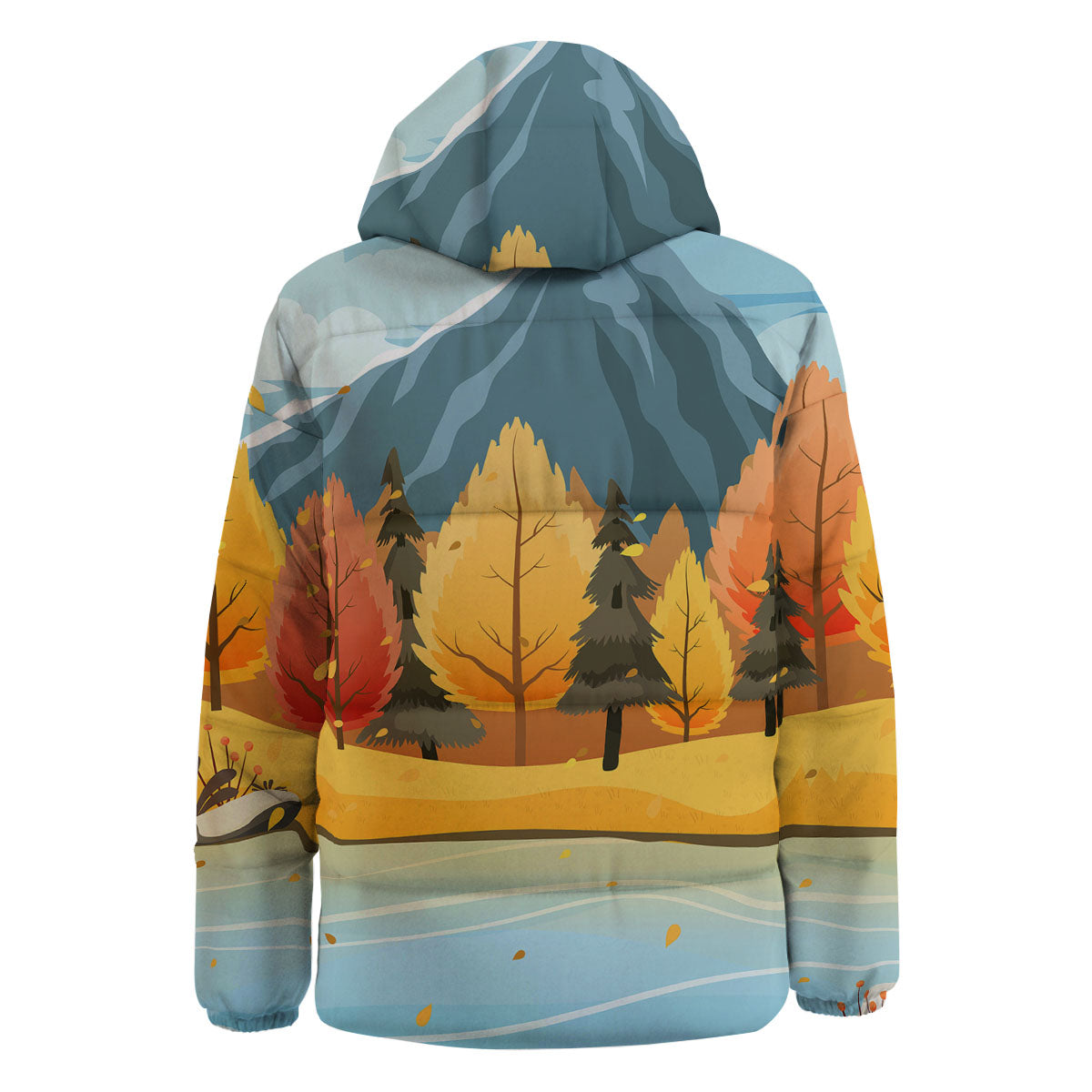 Lake Autumn Print Down Jacket-grizzshop