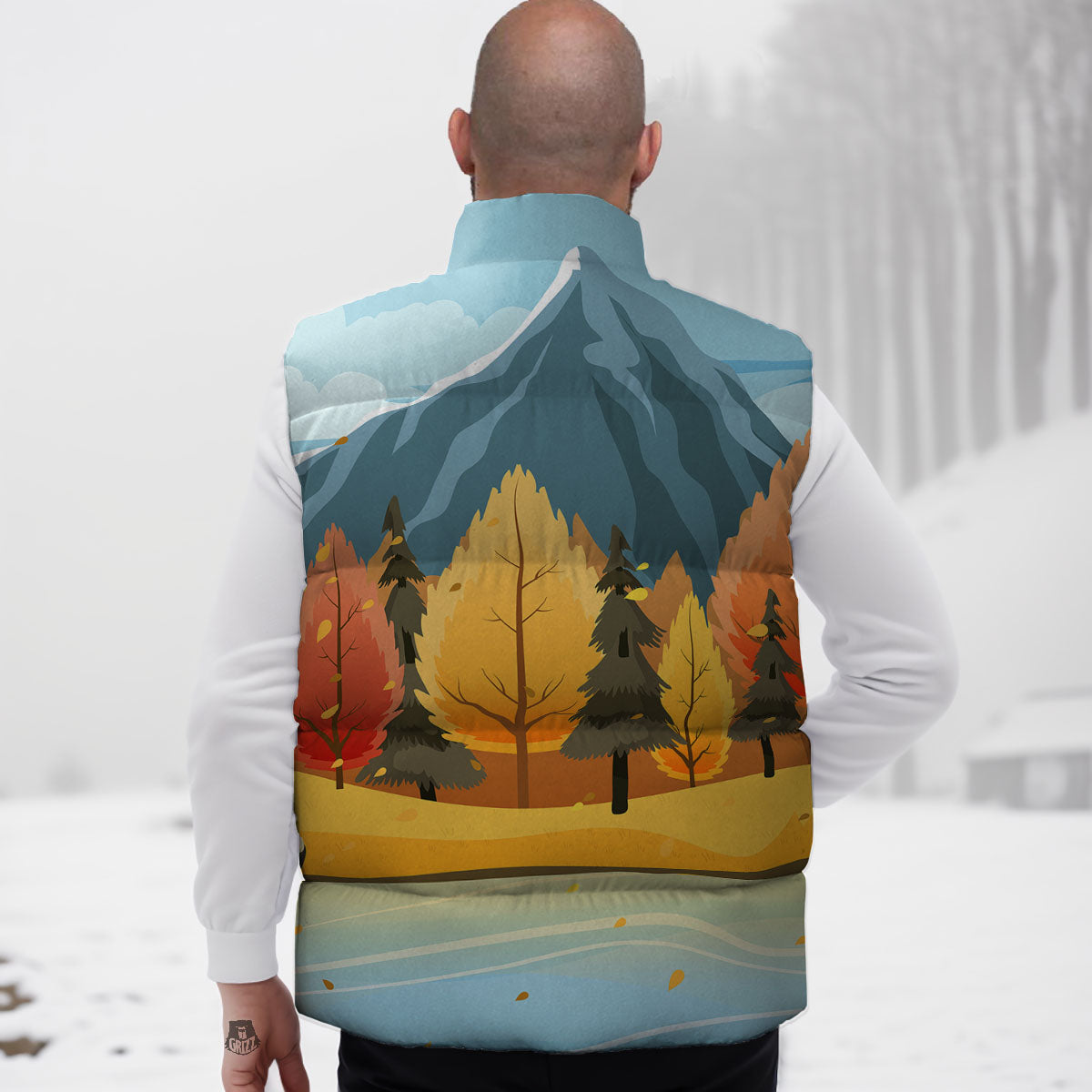 Lake Autumn Print Down Vest
