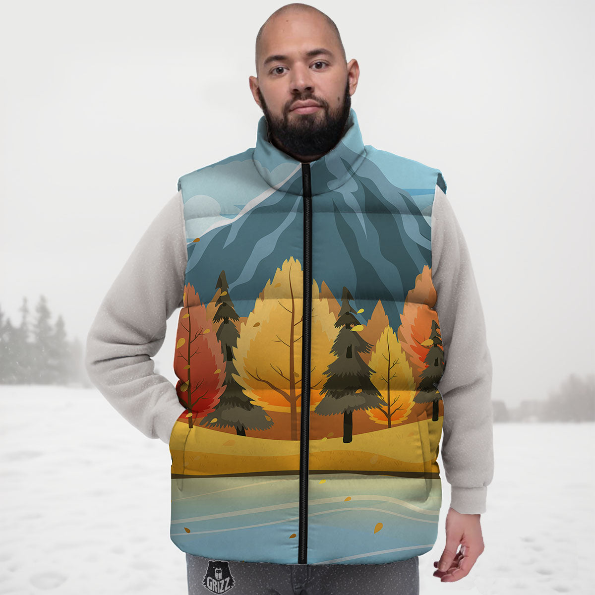 Lake Autumn Print Down Vest