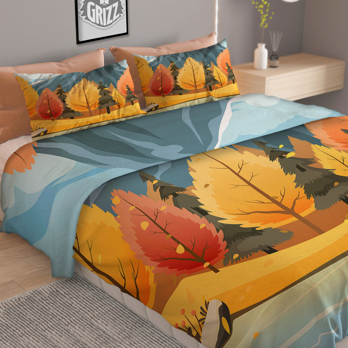 Lake Autumn Print Duvet Cover Bedding Set
