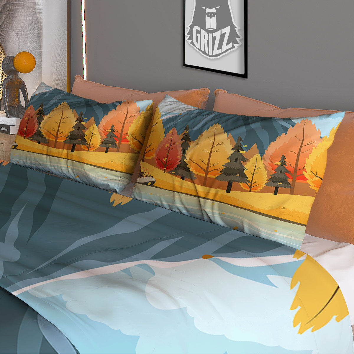 Lake Autumn Print Duvet Cover Bedding Set