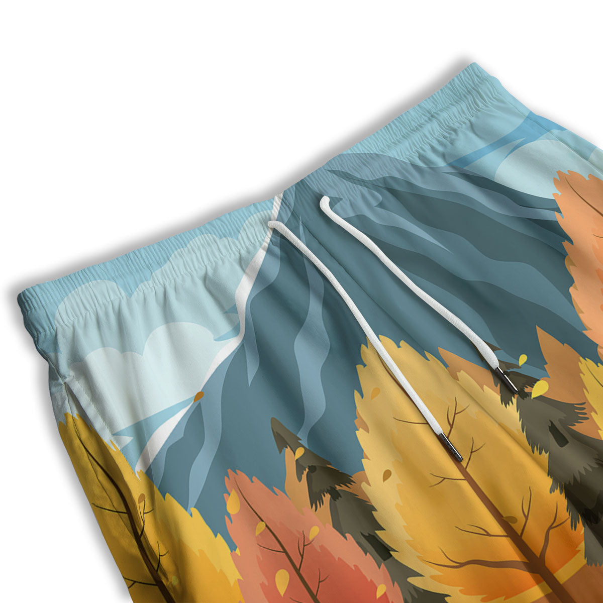 Lake Autumn Print Men's Athletic Shorts
