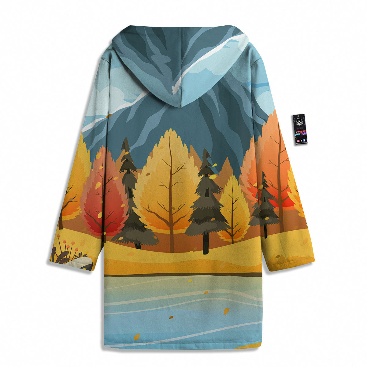 Lake Autumn Print Men's Windbreaker Jacket-grizzshop