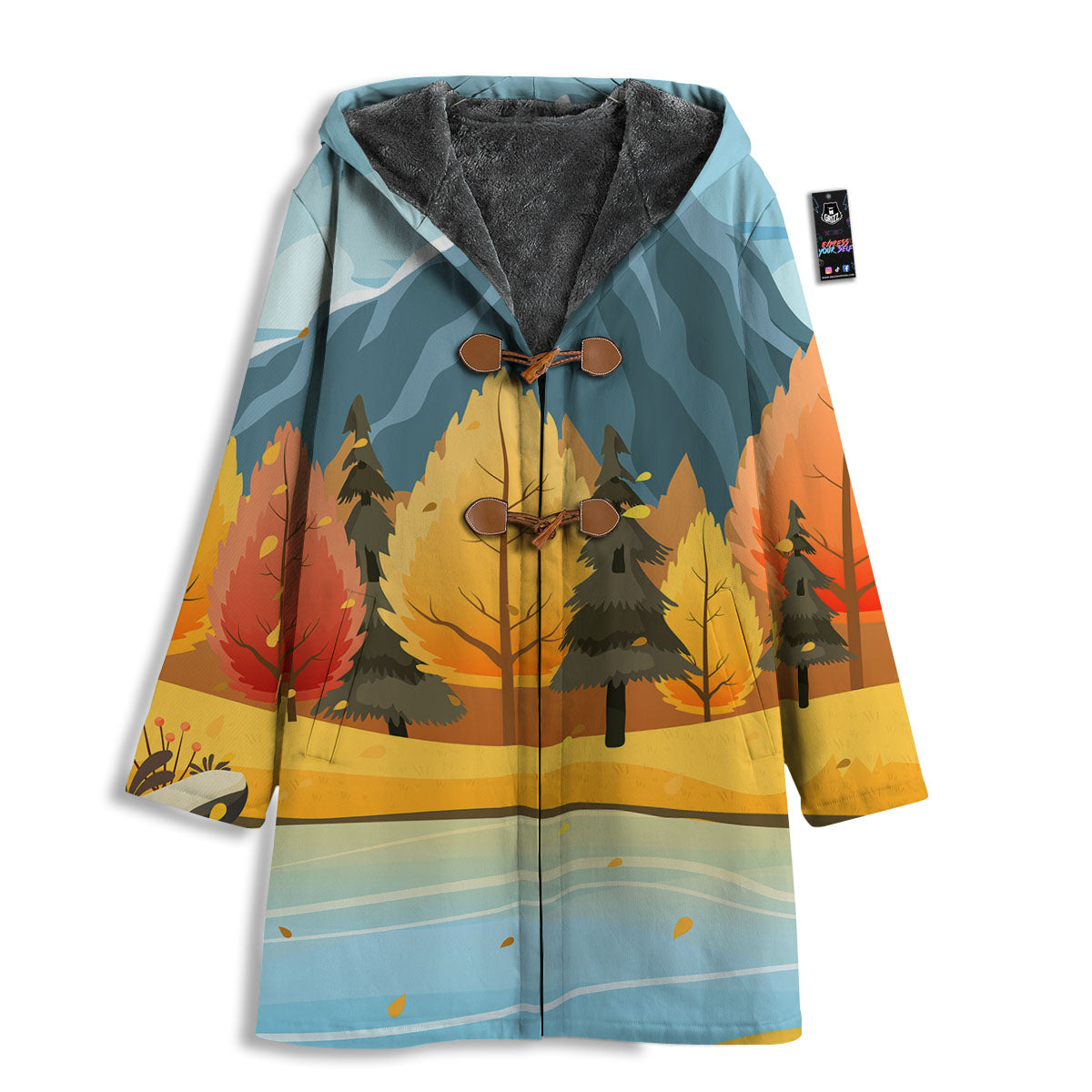 Lake Autumn Print Men's Windbreaker Jacket-grizzshop