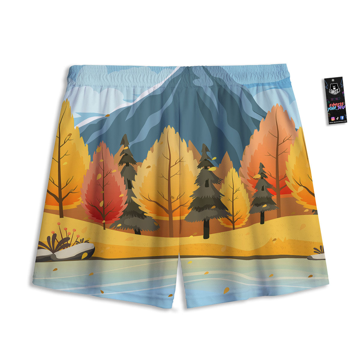 Maple Leaves Fall Autumn Print Mesh Shorts