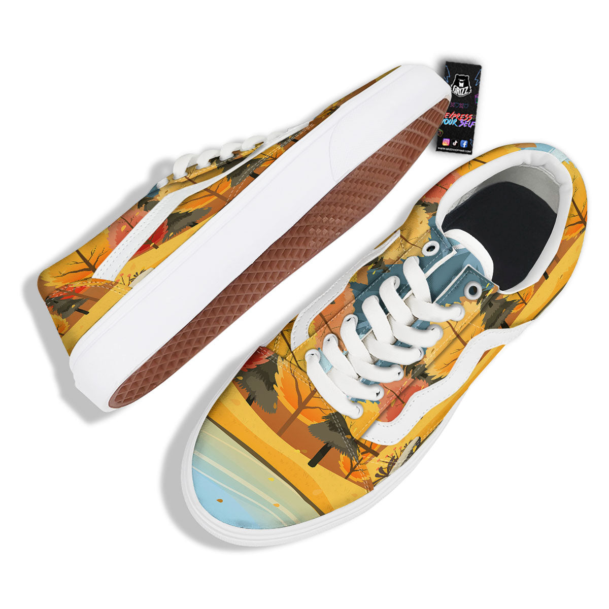 Lake Autumn Print Skate Shoes-grizzshop