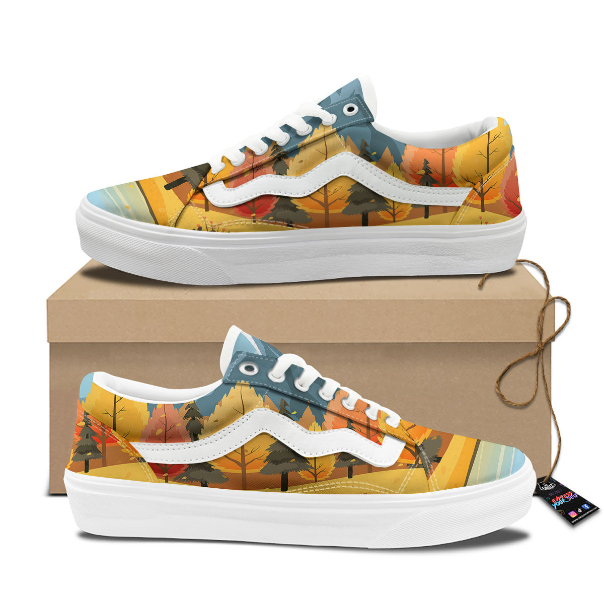 Lake Autumn Print Skate Shoes-grizzshop