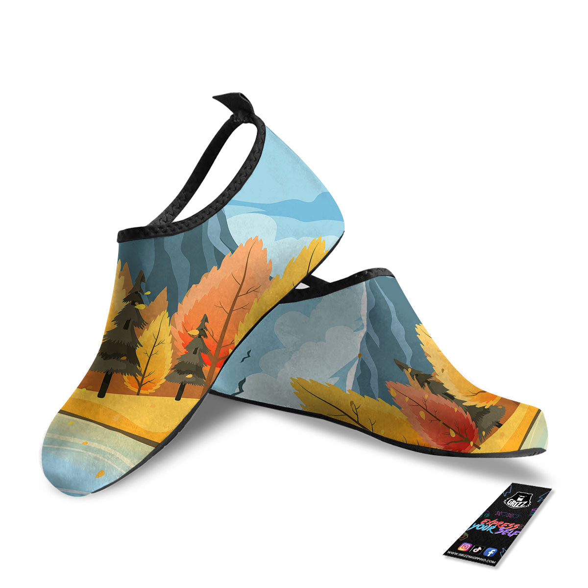 Lake Autumn Print Water Shoes-grizzshop