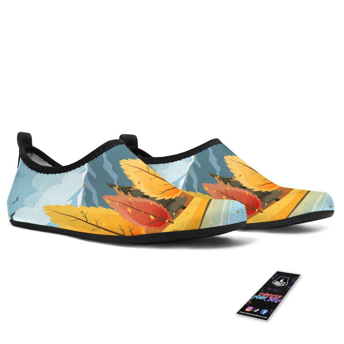 Lake Autumn Print Water Shoes-grizzshop