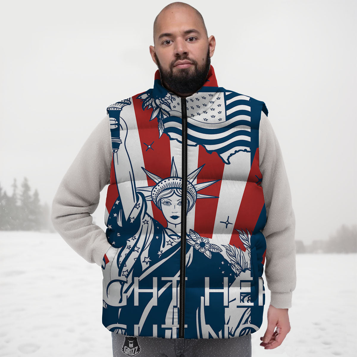 Land Of Liberty American Print Down Vest