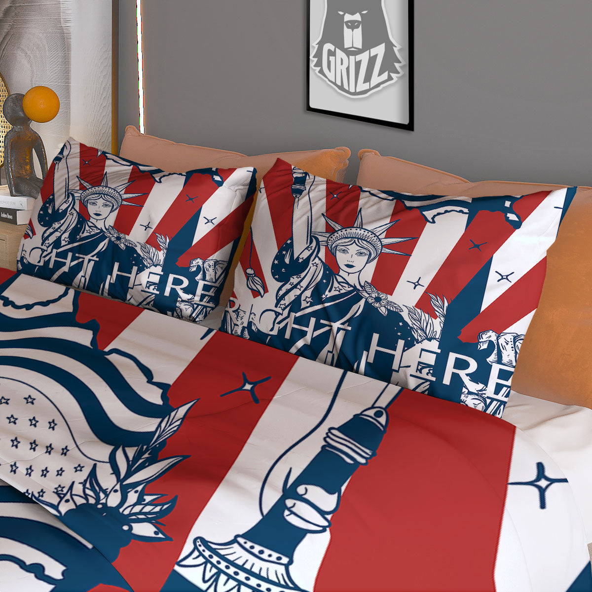 Land Of Liberty American Print Duvet Cover Bedding Set