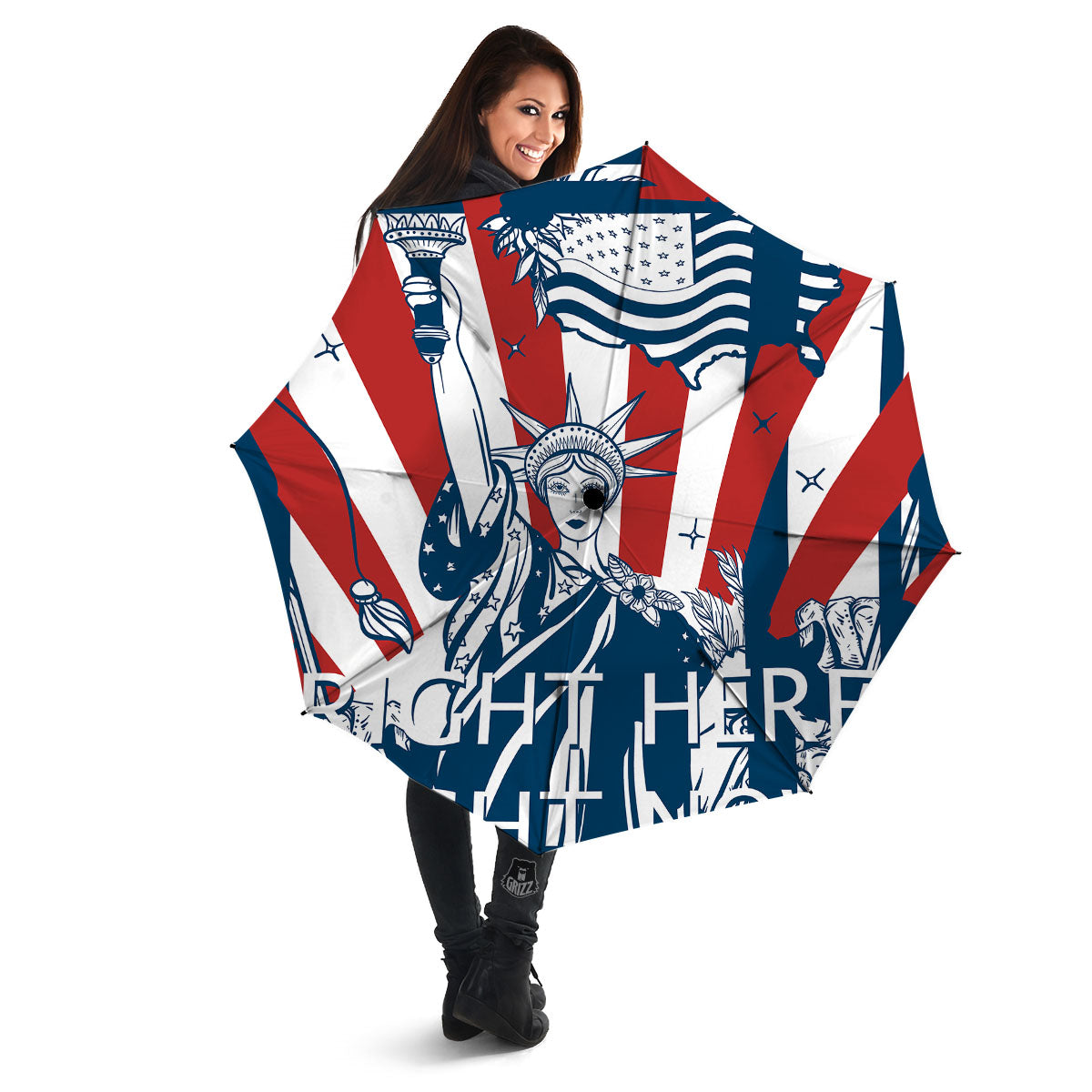 Land Of Liberty American Print Umbrella-grizzshop