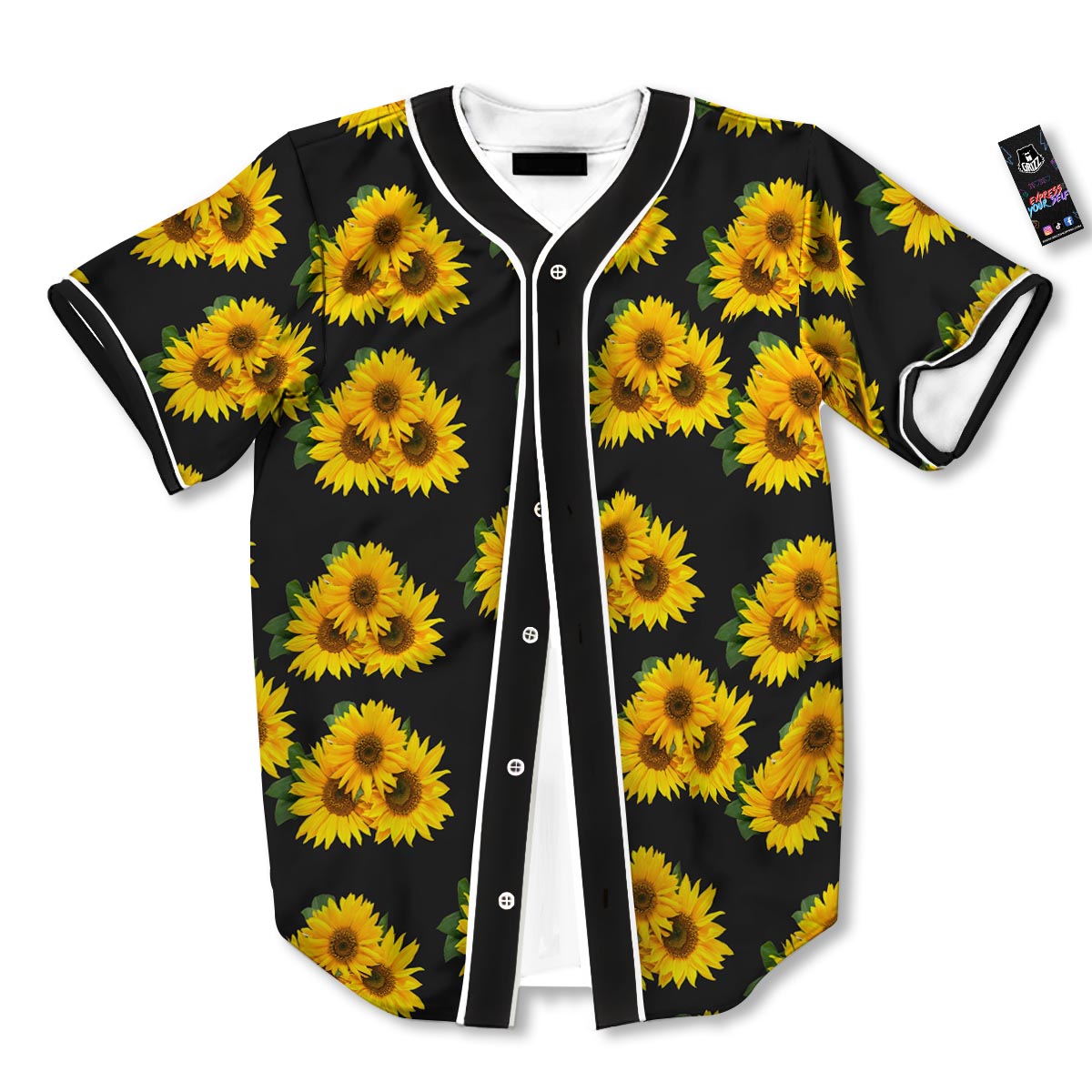 Landscape Sunflower Print Pattern Baseball Jersey-grizzshop