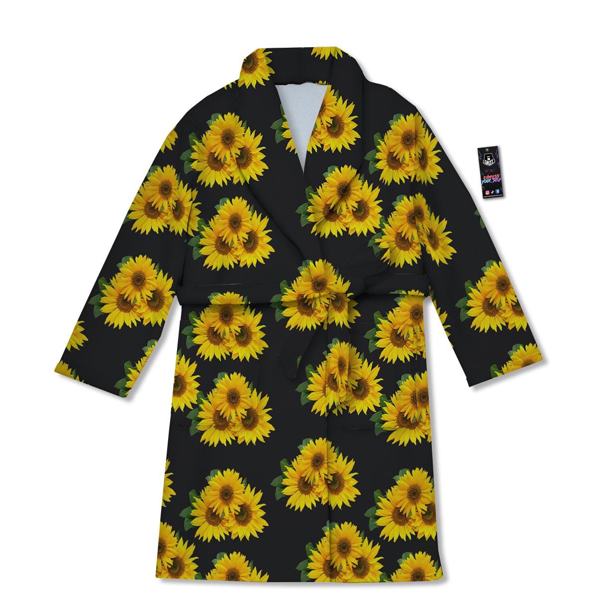 Landscape Sunflower Print Pattern Bathrobe-grizzshop