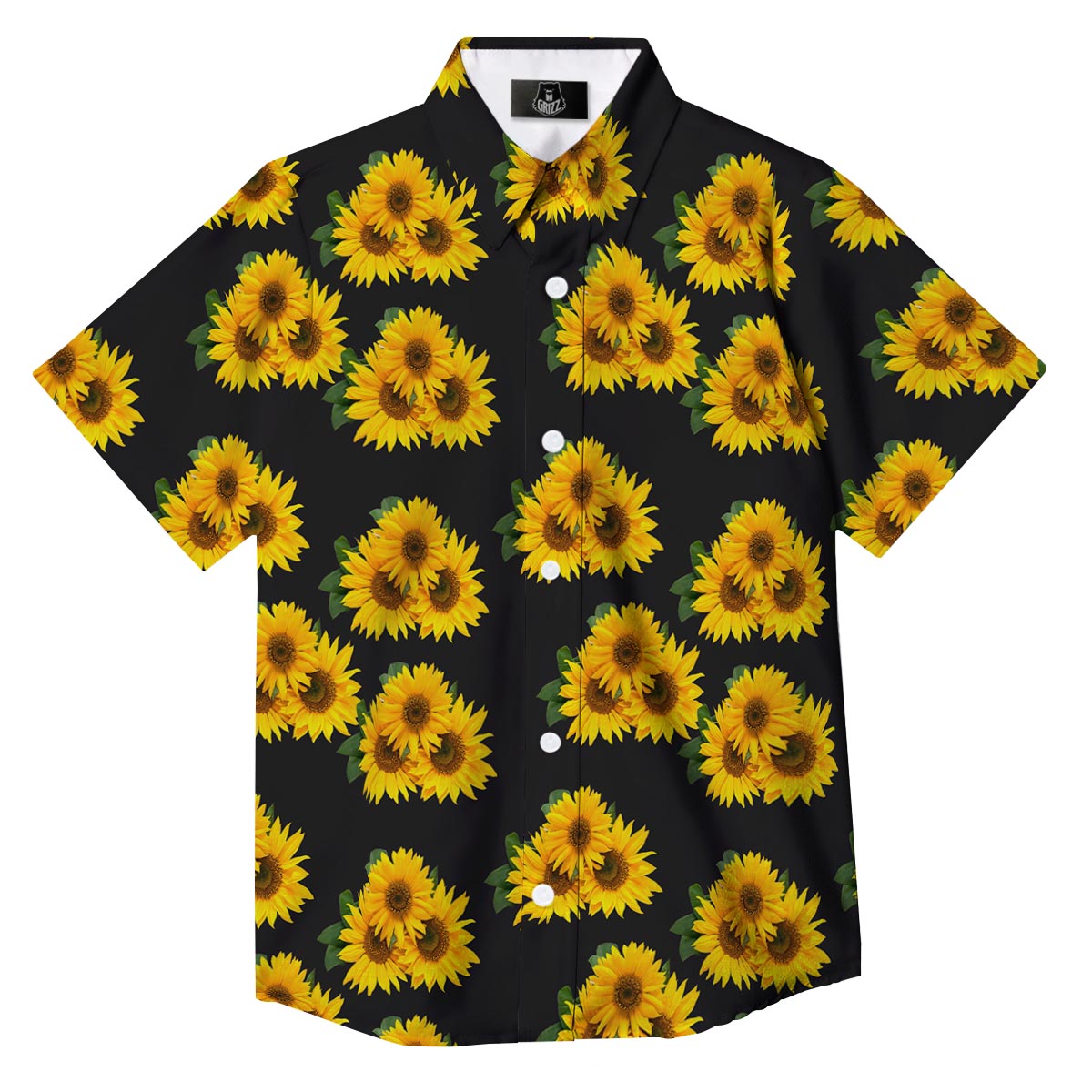 Landscape Sunflower Print Pattern Button Up Shirt-grizzshop