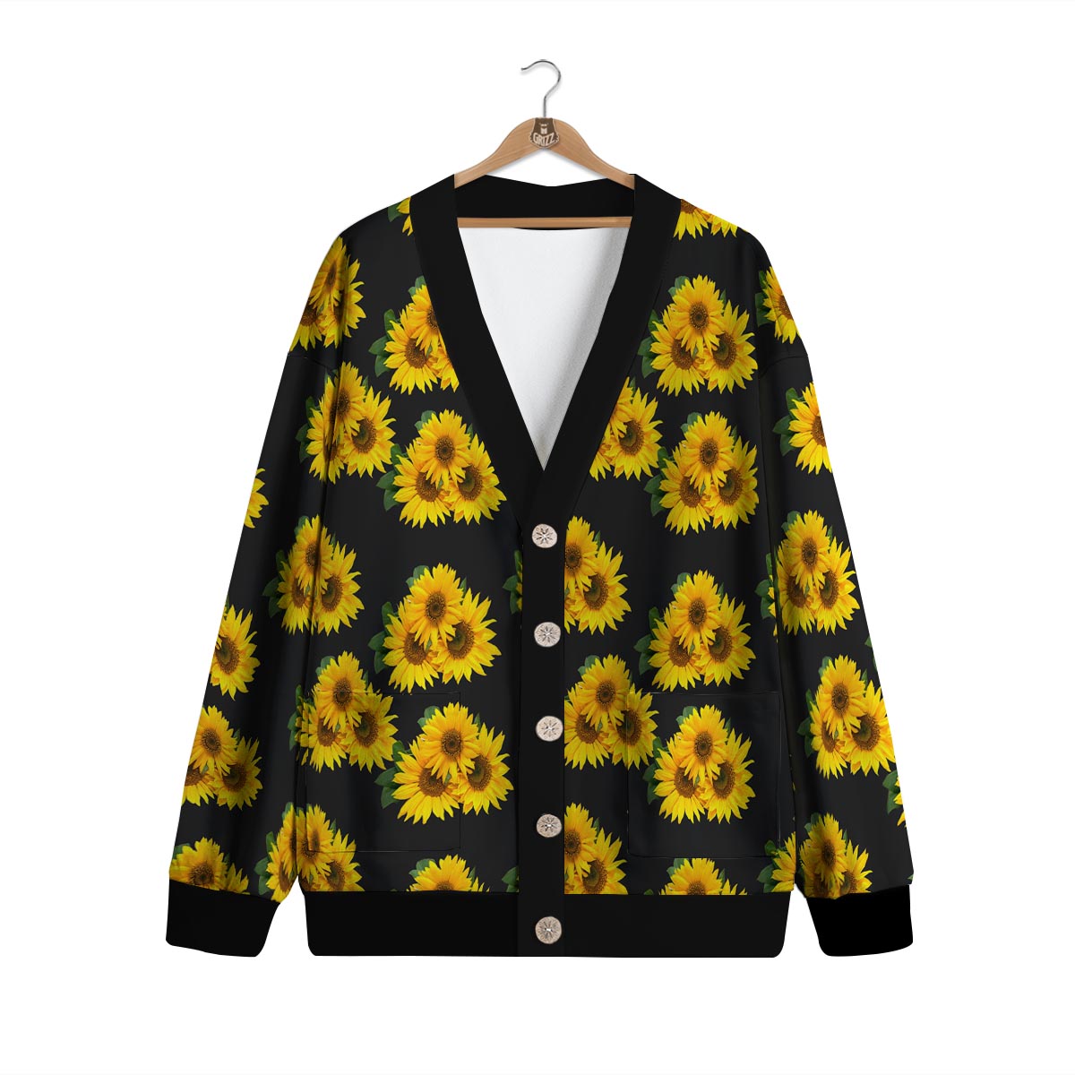 Landscape Sunflower Print Pattern Cardigan-grizzshop