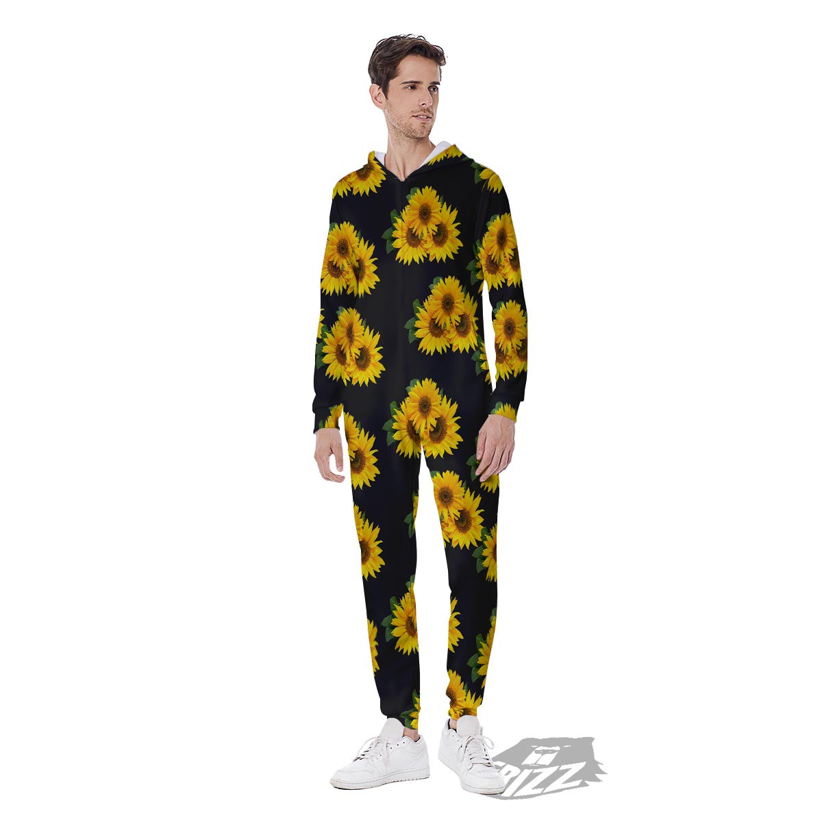 Landscape Sunflower Print Pattern Men's Jumpsuit-grizzshop