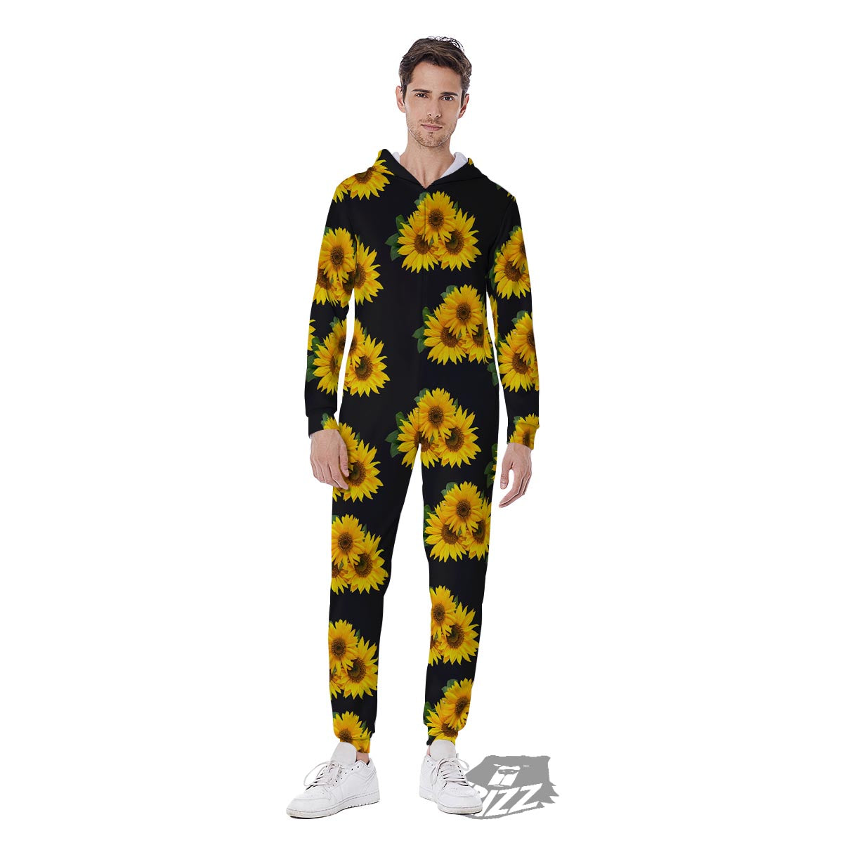 Landscape Sunflower Print Pattern Men's Jumpsuit-grizzshop