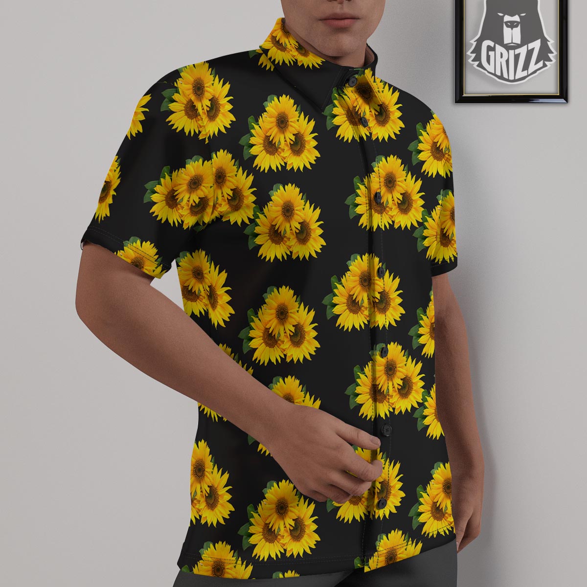 Landscape Sunflower Print Pattern Untucked Shirts-grizzshop