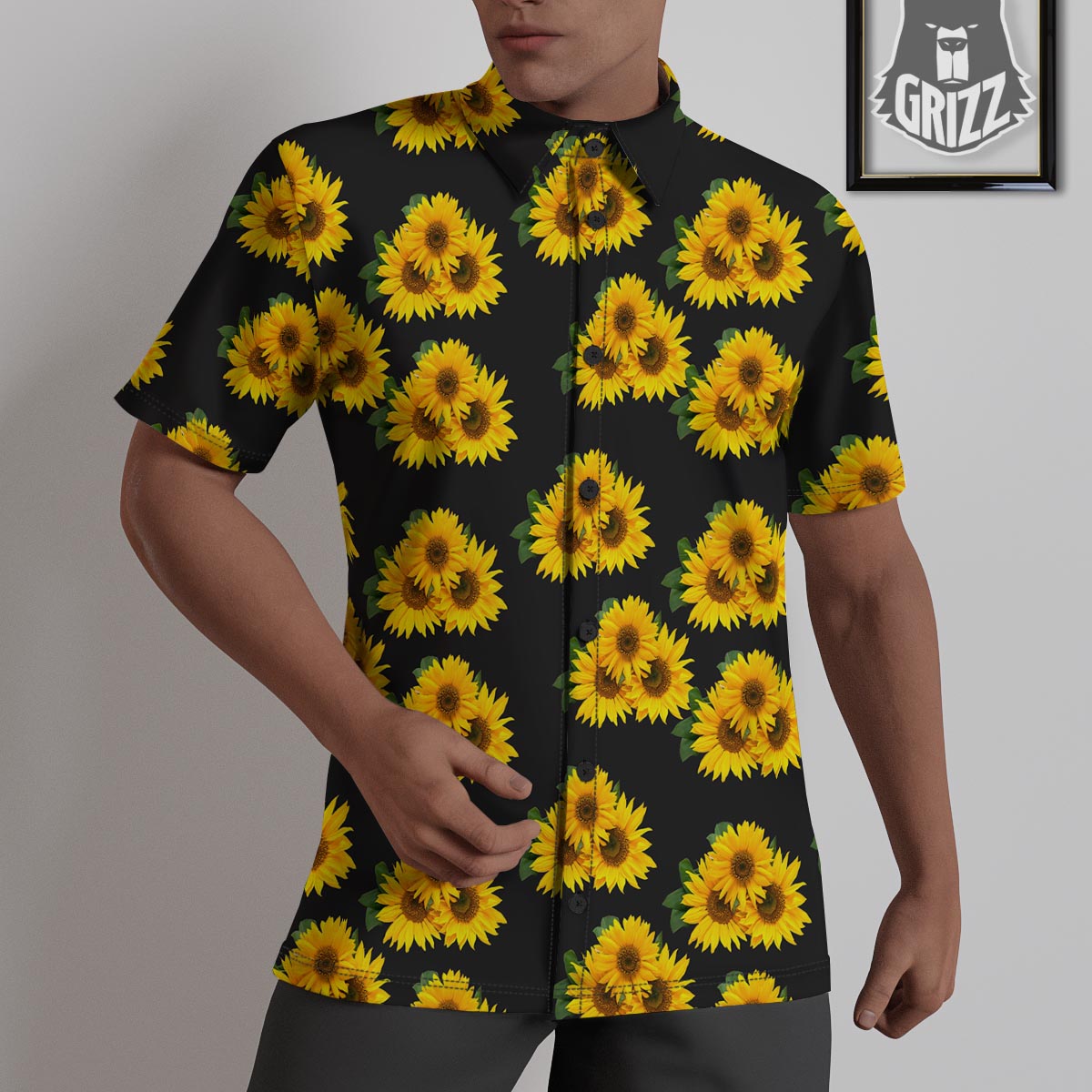 Landscape Sunflower Print Pattern Untucked Shirts-grizzshop