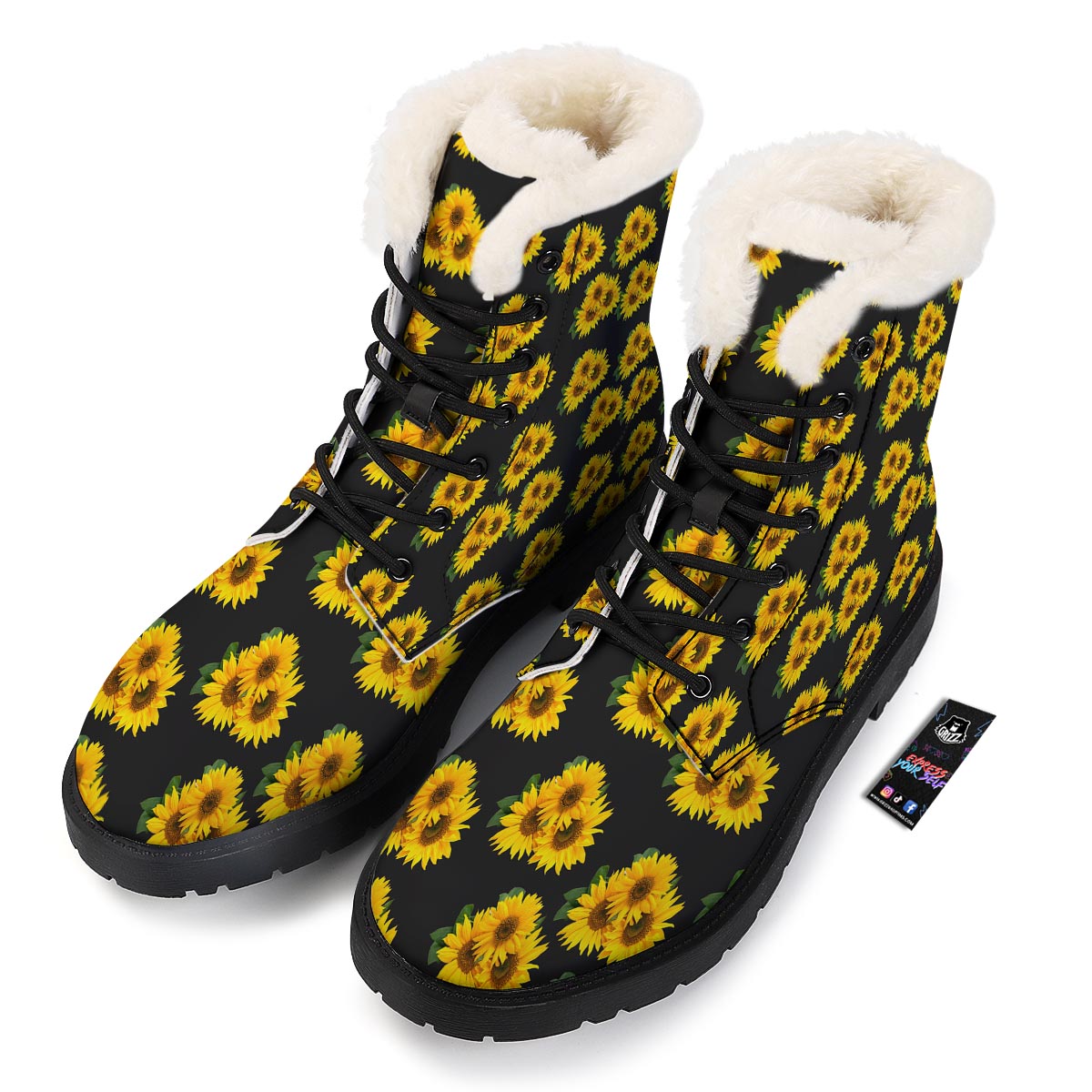 Landscape Sunflower Print Pattern Winter Boots-grizzshop