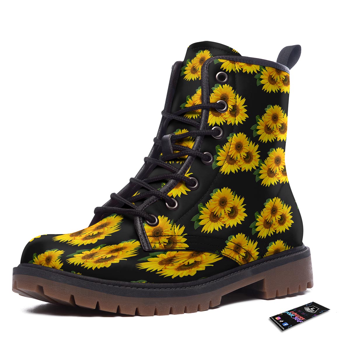Landscape Sunflower Print Pattern Work Boots-grizzshop