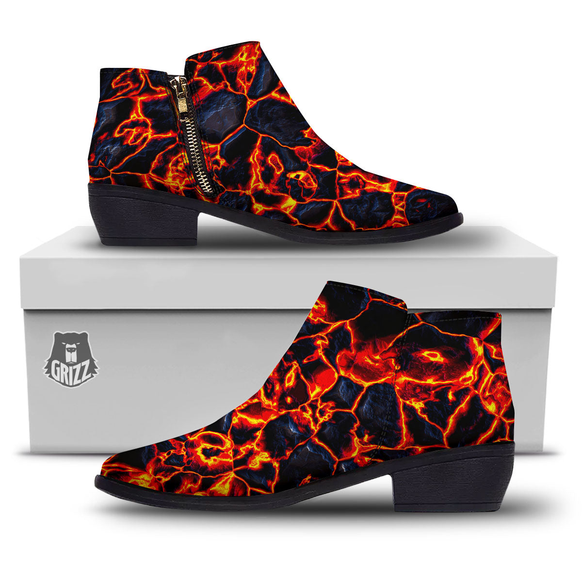 Lava Molten Print Ankle Boots-grizzshop