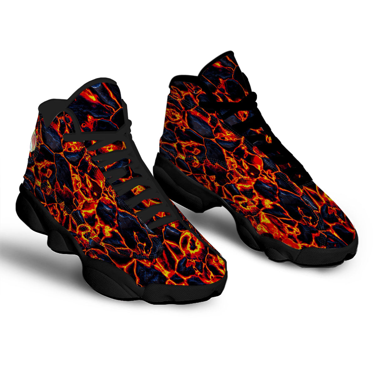 Lava Molten Print Black Basketball Shoes-grizzshop