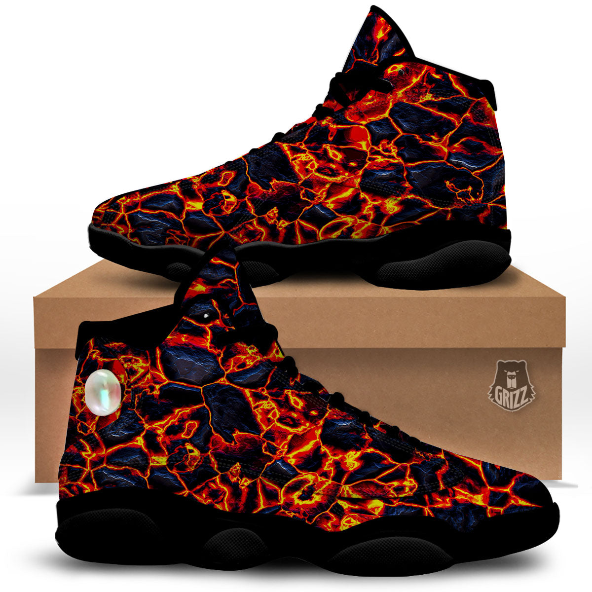 Lava Molten Print Black Basketball Shoes-grizzshop
