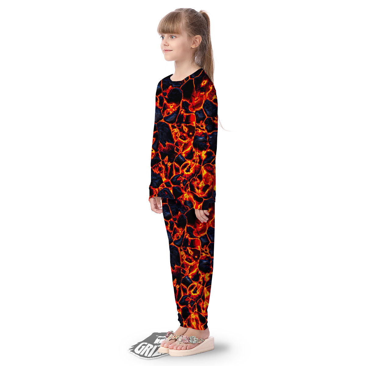 Lava Molten Print Kid's Pajamas-grizzshop