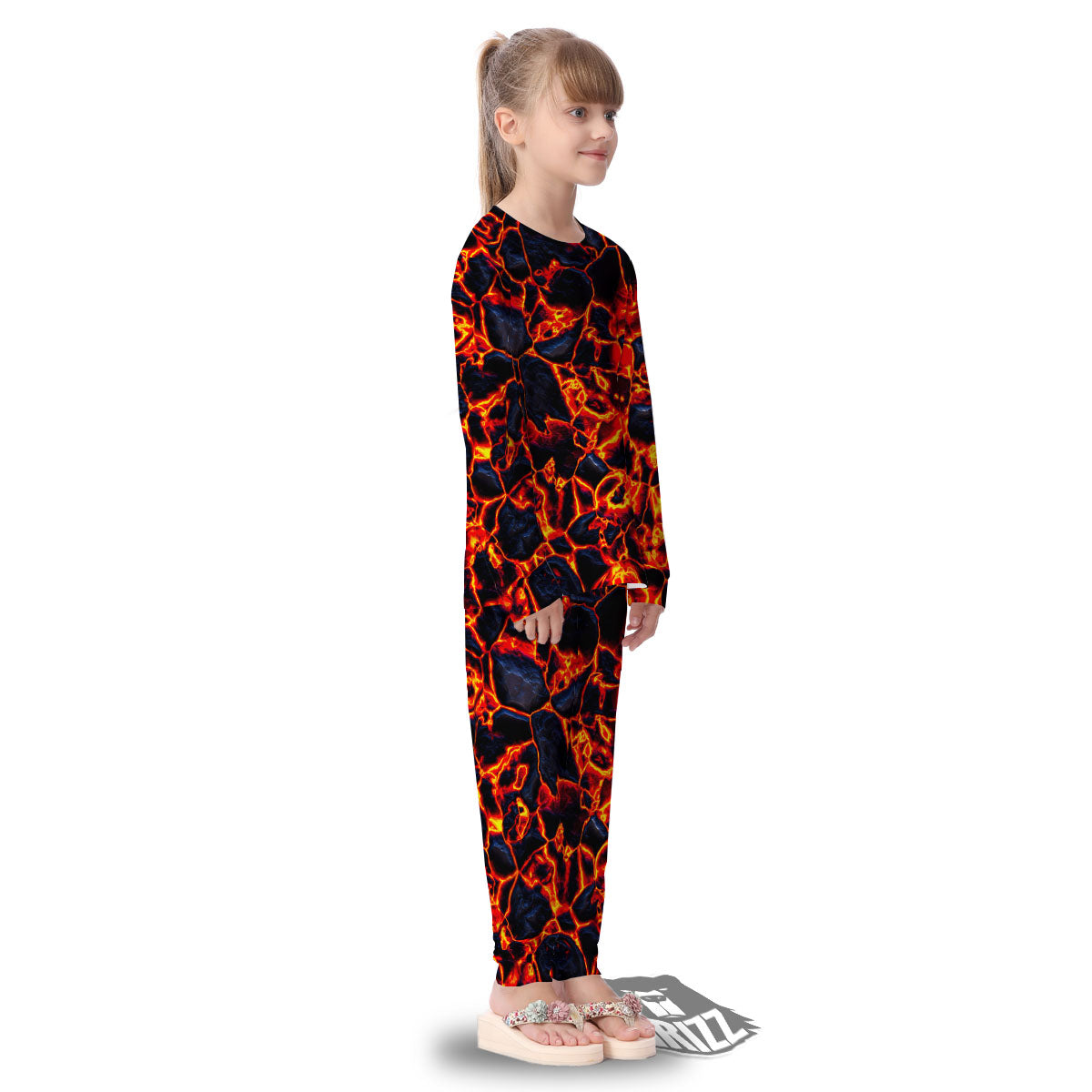 Lava Molten Print Kid's Pajamas-grizzshop