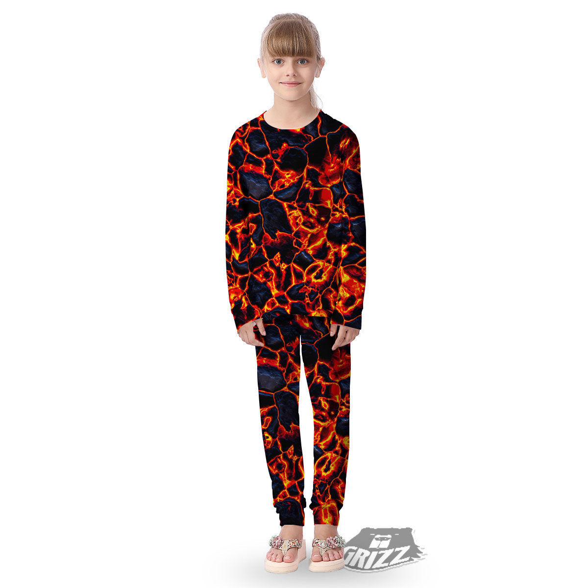 Lava Molten Print Kid's Pajamas-grizzshop