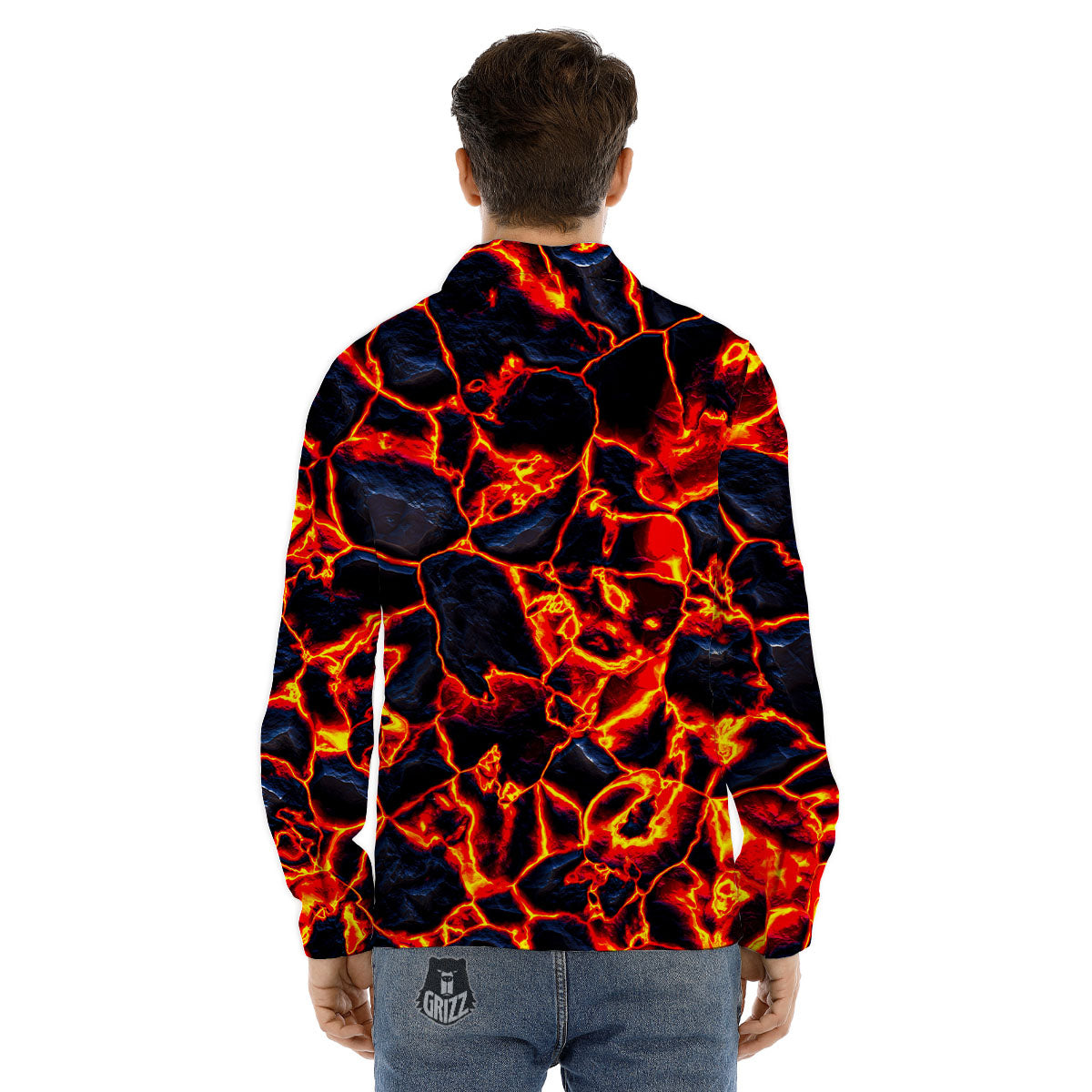 Lava Molten Print Men's Dress Shirts-grizzshop