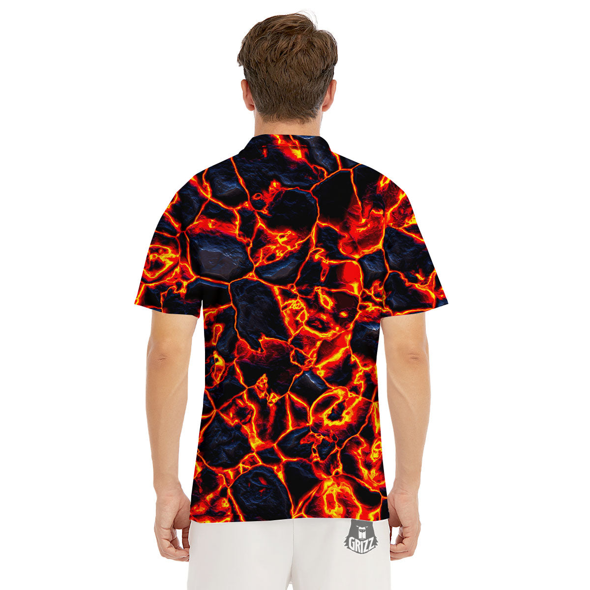 Lava Molten Print Men's Golf Shirts-grizzshop
