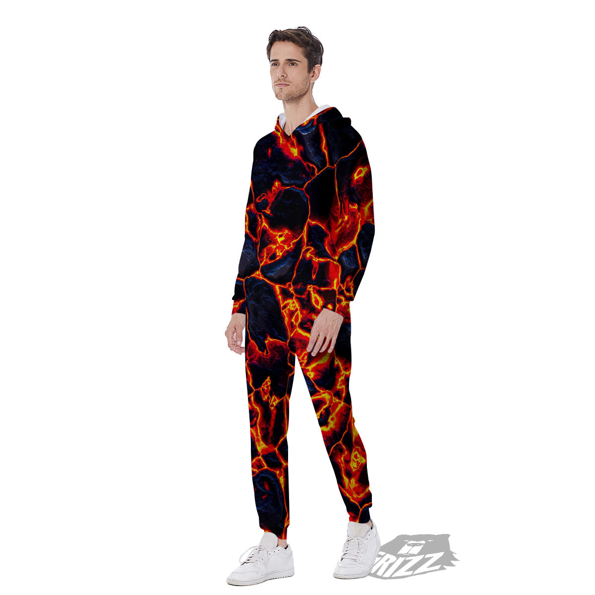 Lava Molten Print Men's Jumpsuit-grizzshop