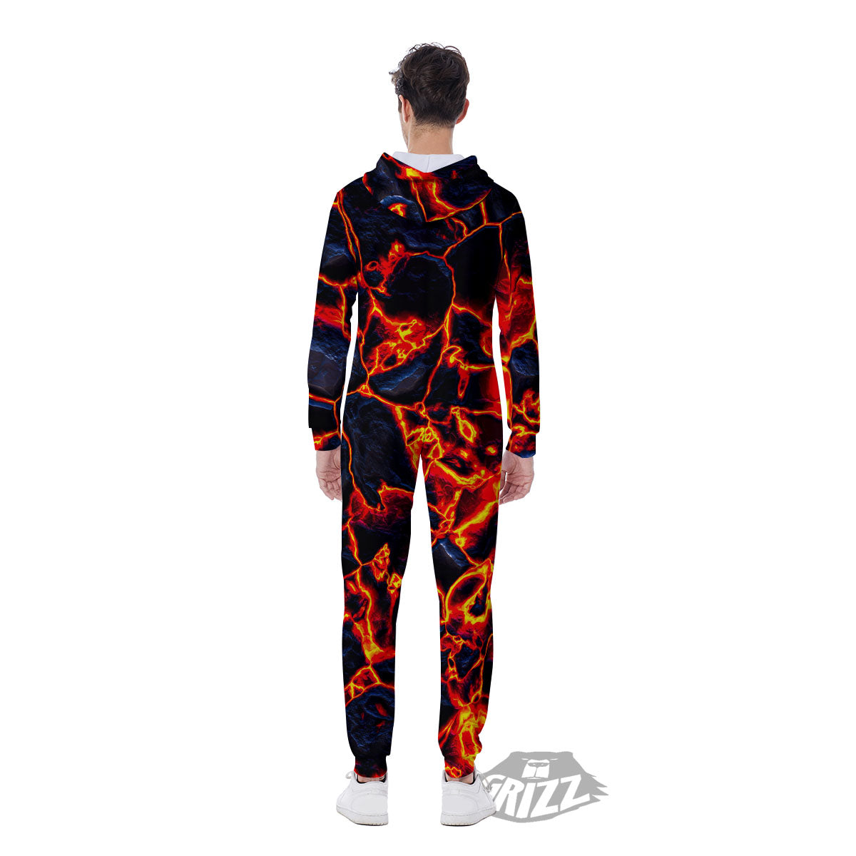 Lava Molten Print Men's Jumpsuit-grizzshop