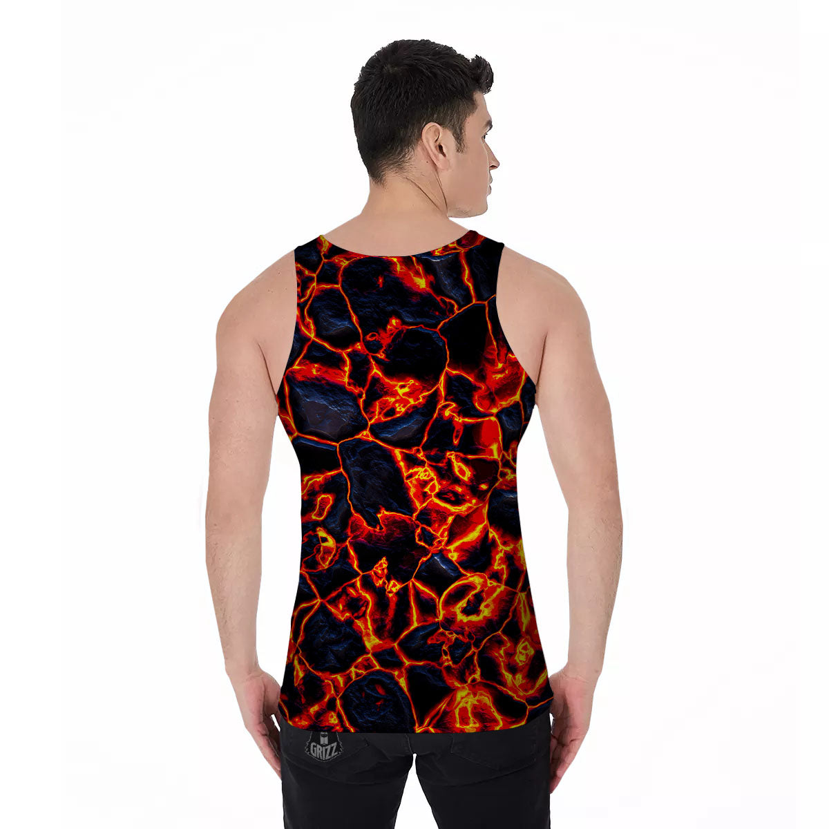 Lava Molten Print Men's Tank Top-grizzshop