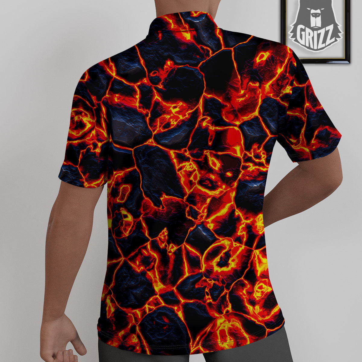 Lava Molten Print Untucked Shirts-grizzshop