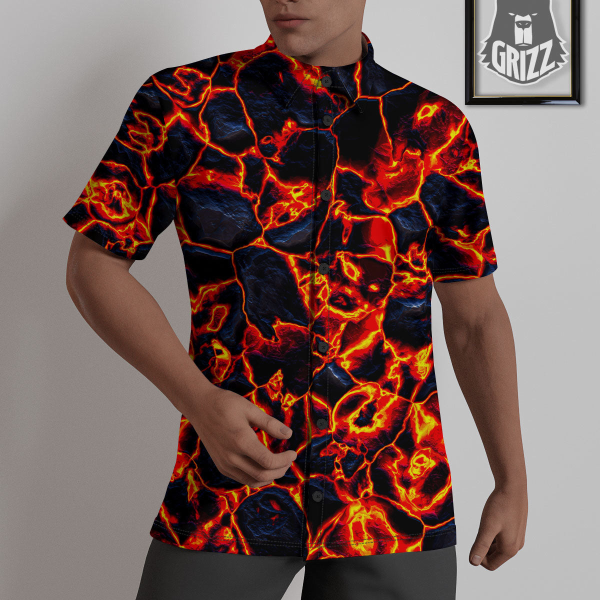 Lava Molten Print Untucked Shirts-grizzshop