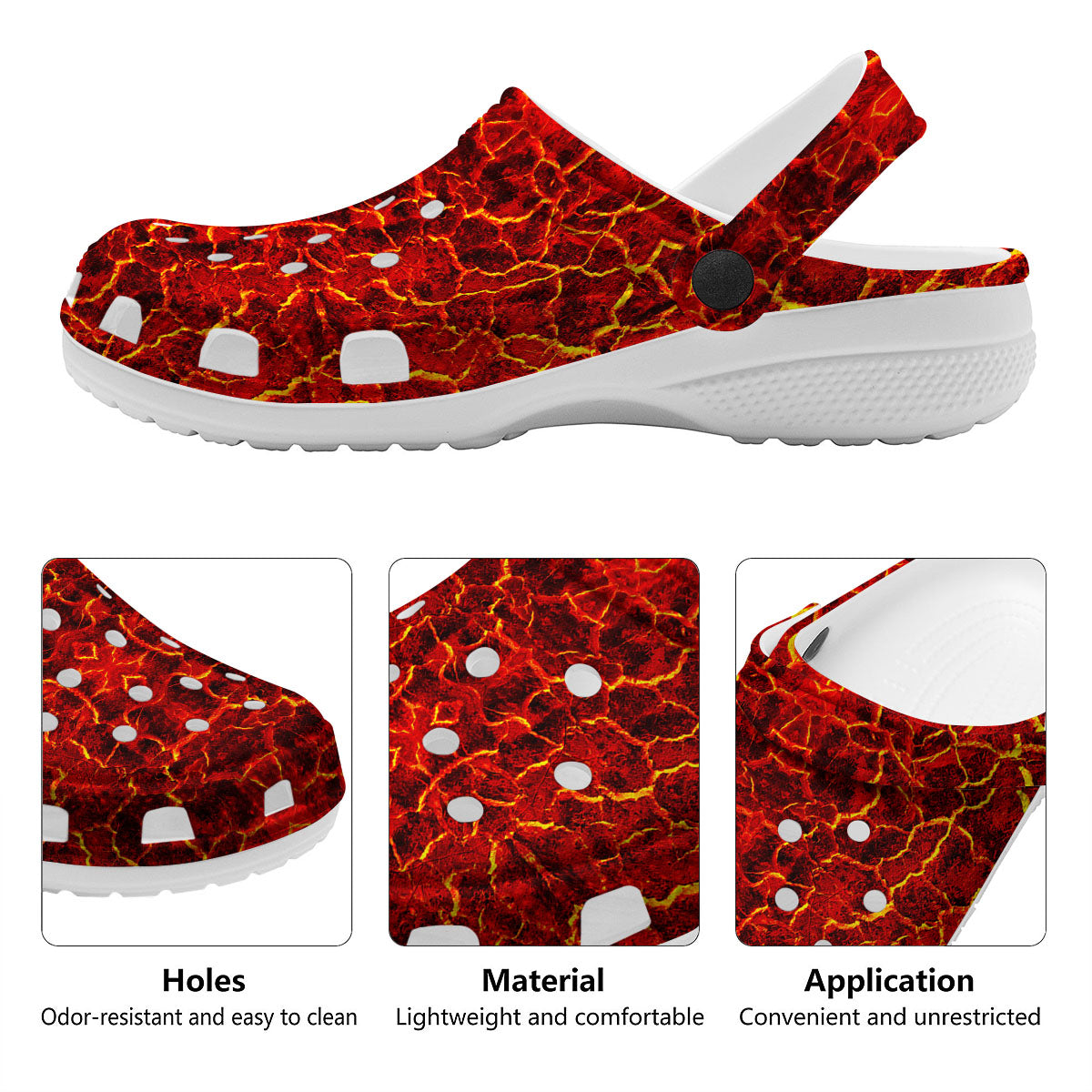 Lava Red Print Pattern Clog-grizzshop