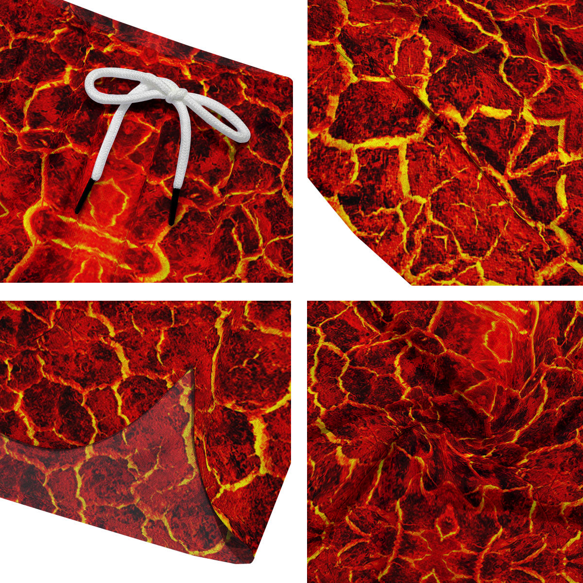 Lava Red Print Pattern Men's Running Shorts-grizzshop