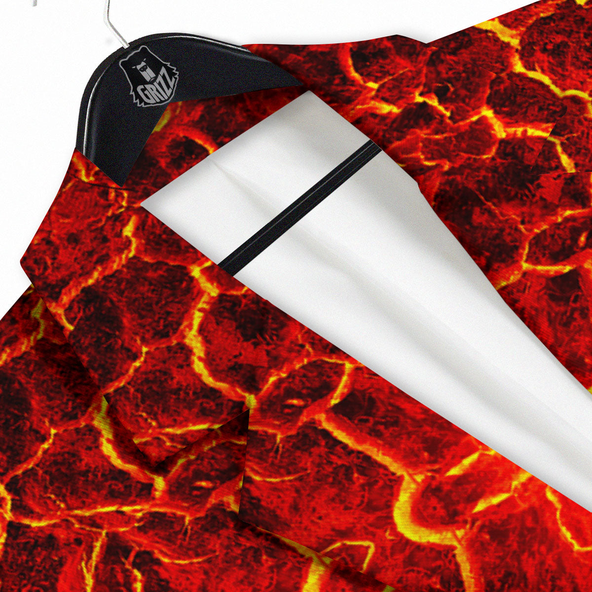 Lava Red Print Pattern Men's Sport Coat-grizzshop