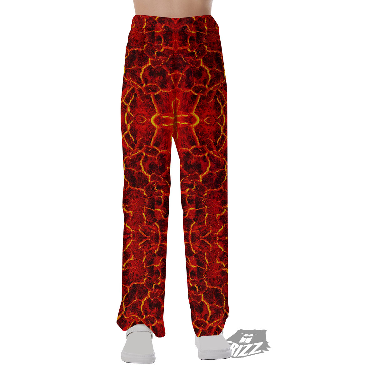 Lava Red Print Pattern Pajama Pants-grizzshop