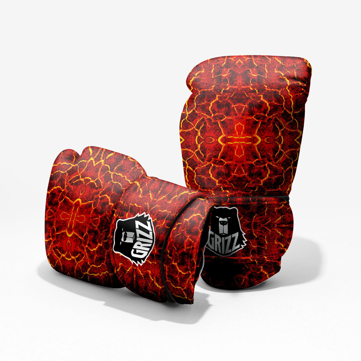 Lava Red Print Pattern Sparring Gloves-grizzshop