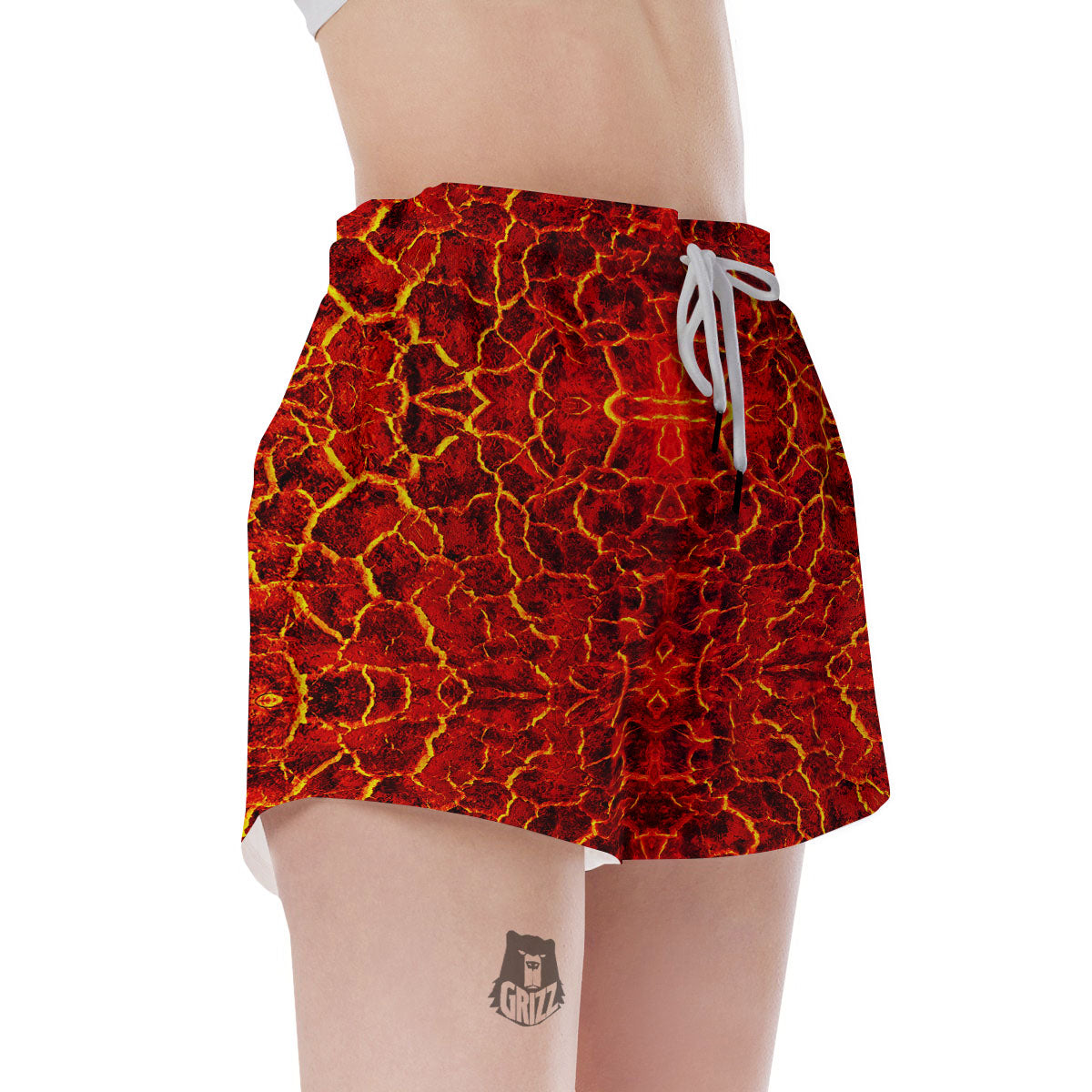 Lava Red Print Pattern Women's Shorts-grizzshop