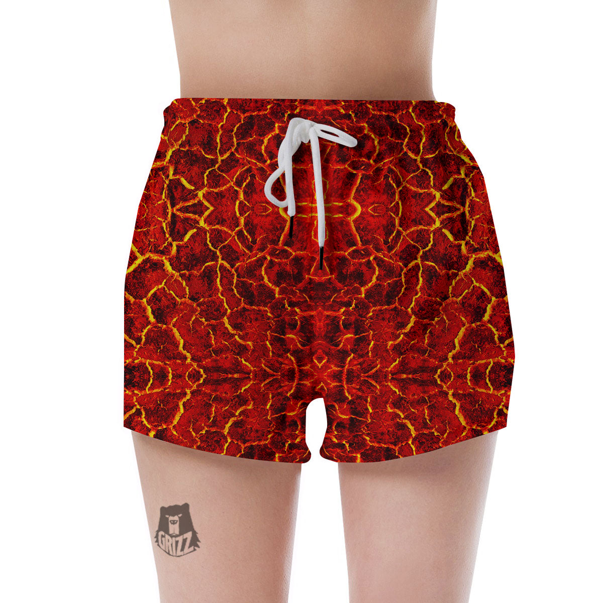Lava Red Print Pattern Women's Shorts-grizzshop