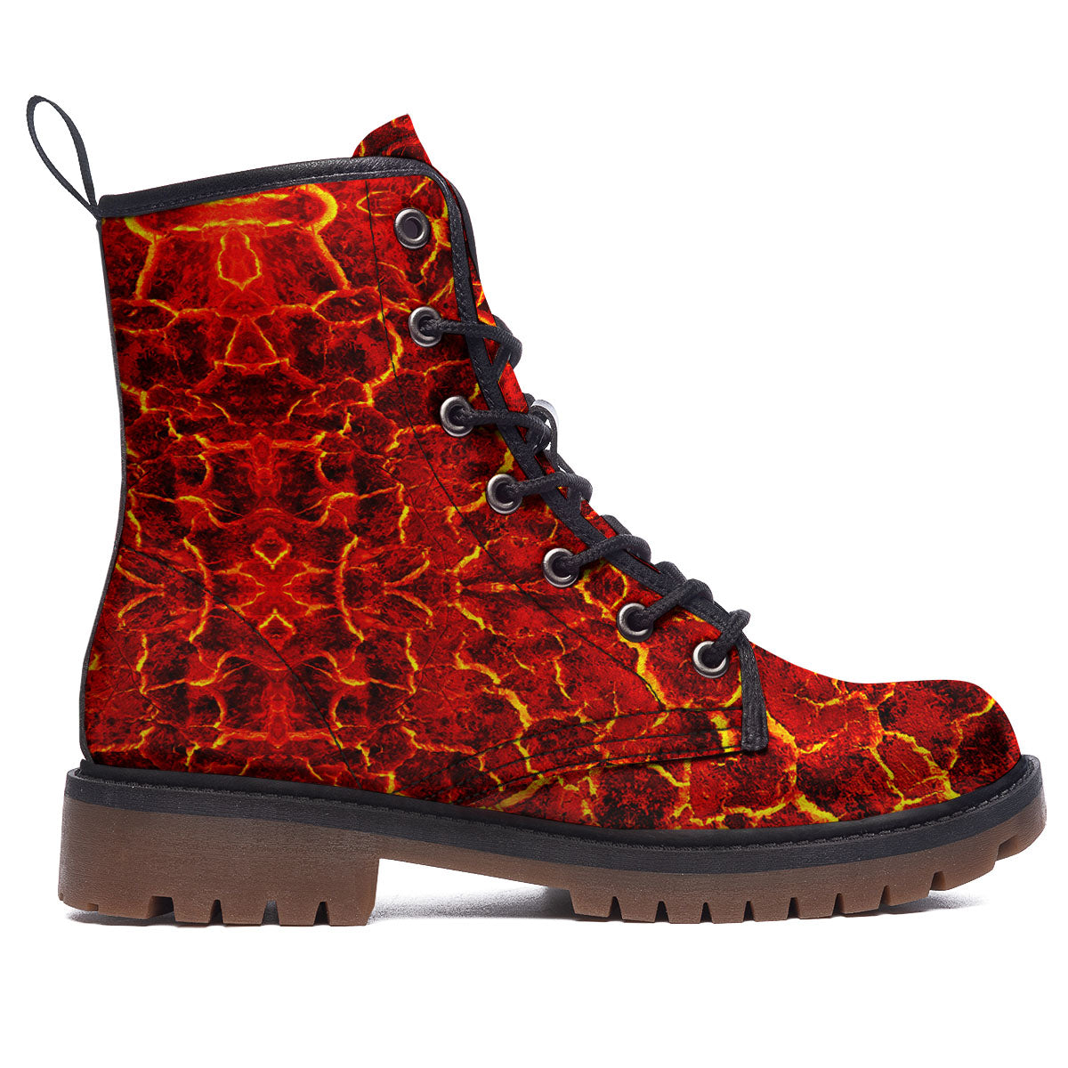 Lava Red Print Pattern Work Boots-grizzshop