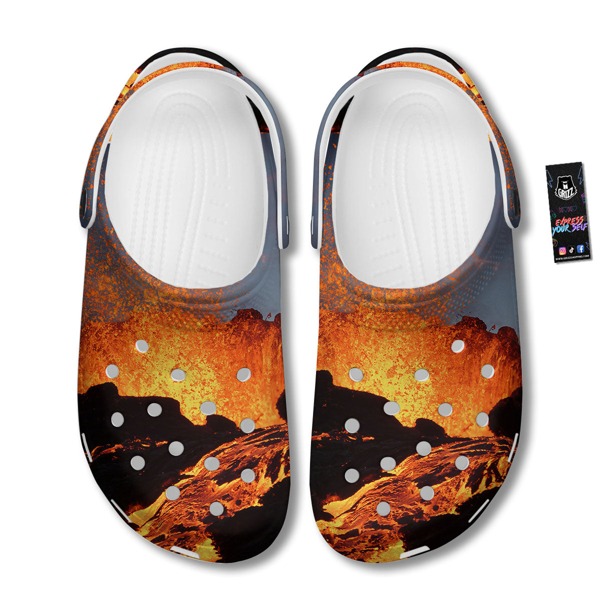 Lava Volcano Print Clog-grizzshop