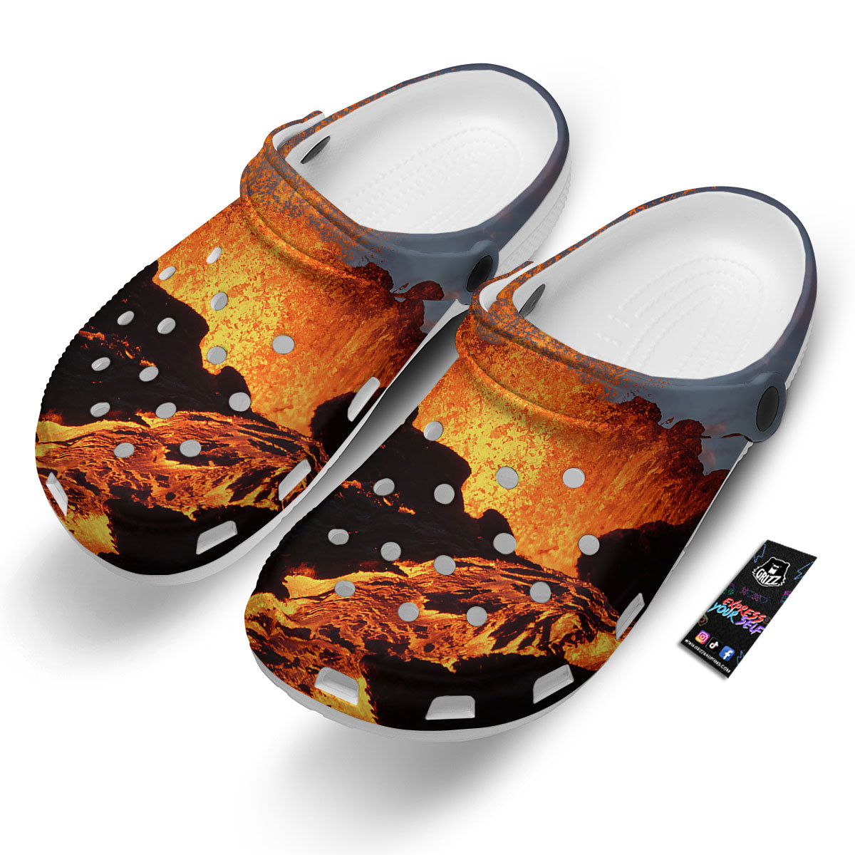 Lava Volcano Print Clog-grizzshop