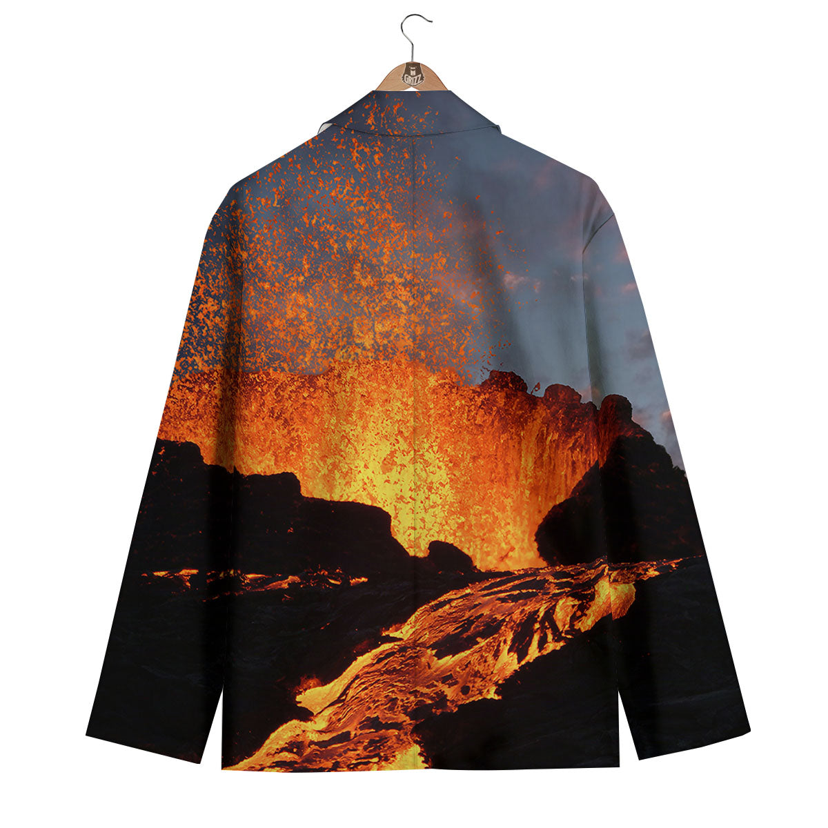 Lava Volcano Print Men's Blazer-grizzshop